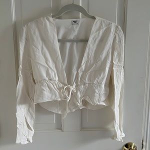 Aritzia Sunday  best white crop blouse small